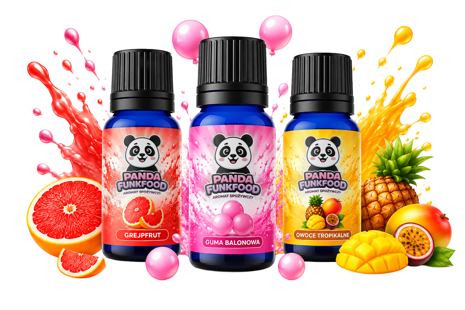 Aromaty Panda Funk Food — Grejpfrut, Guma balonowa, Owoce tropikalne
